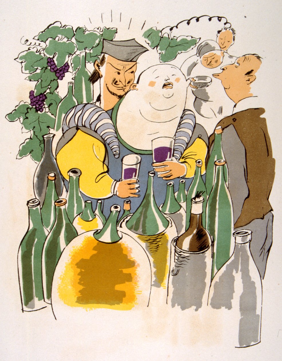 Humoristisk vinillustrasjon 1946. Illustrasjon av Julien Pavil av Julien Pavil