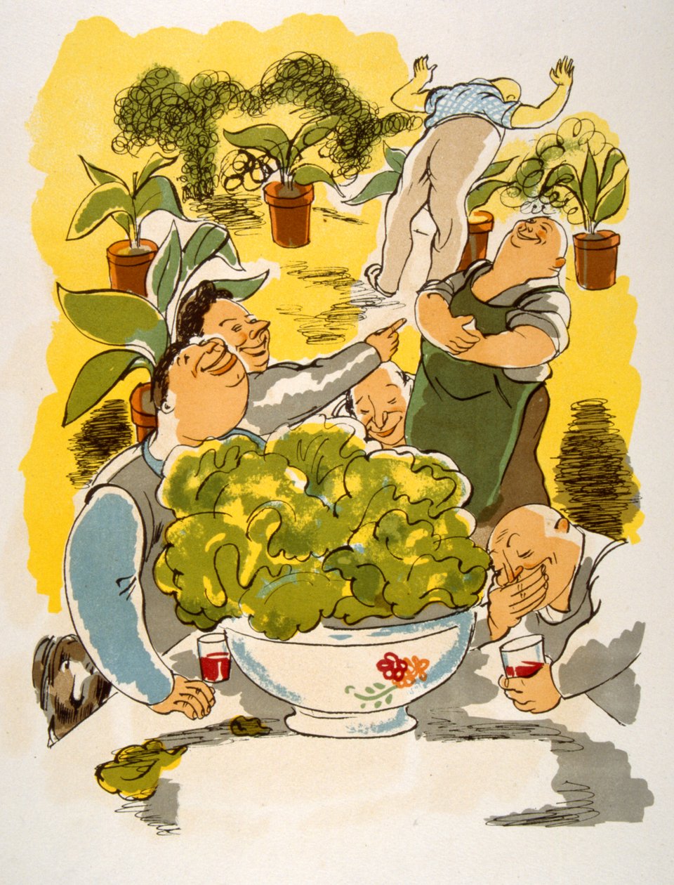 Humoristisk vinillustrasjon 1946. Illustrasjon av Julien Pavil av Julien Pavil