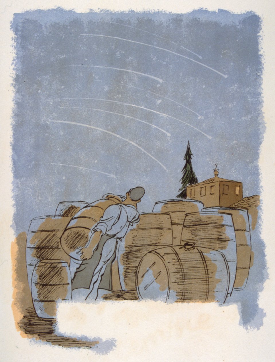 Humoristisk vinillustrasjon 1946. Illustrasjon av Julien Pavil av Julien Pavil