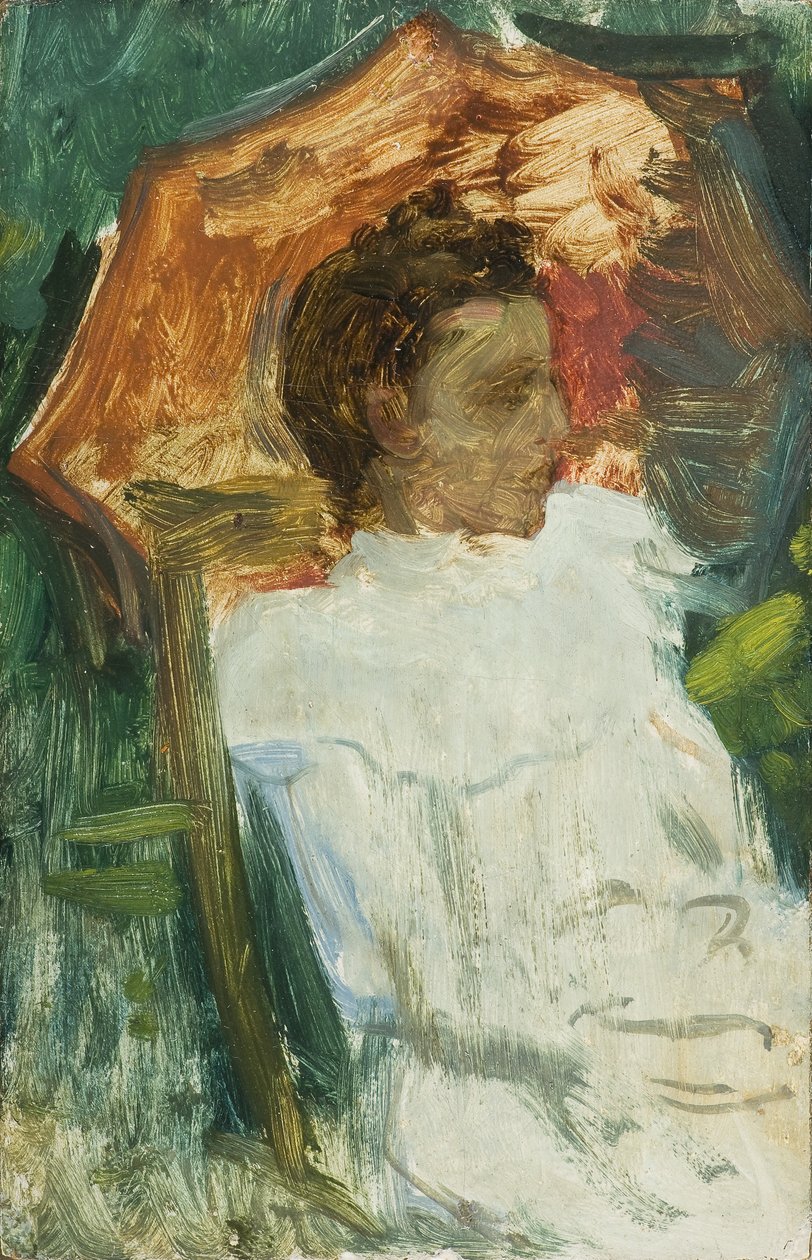 Ung mann med paraply av Julio Romero de Torres