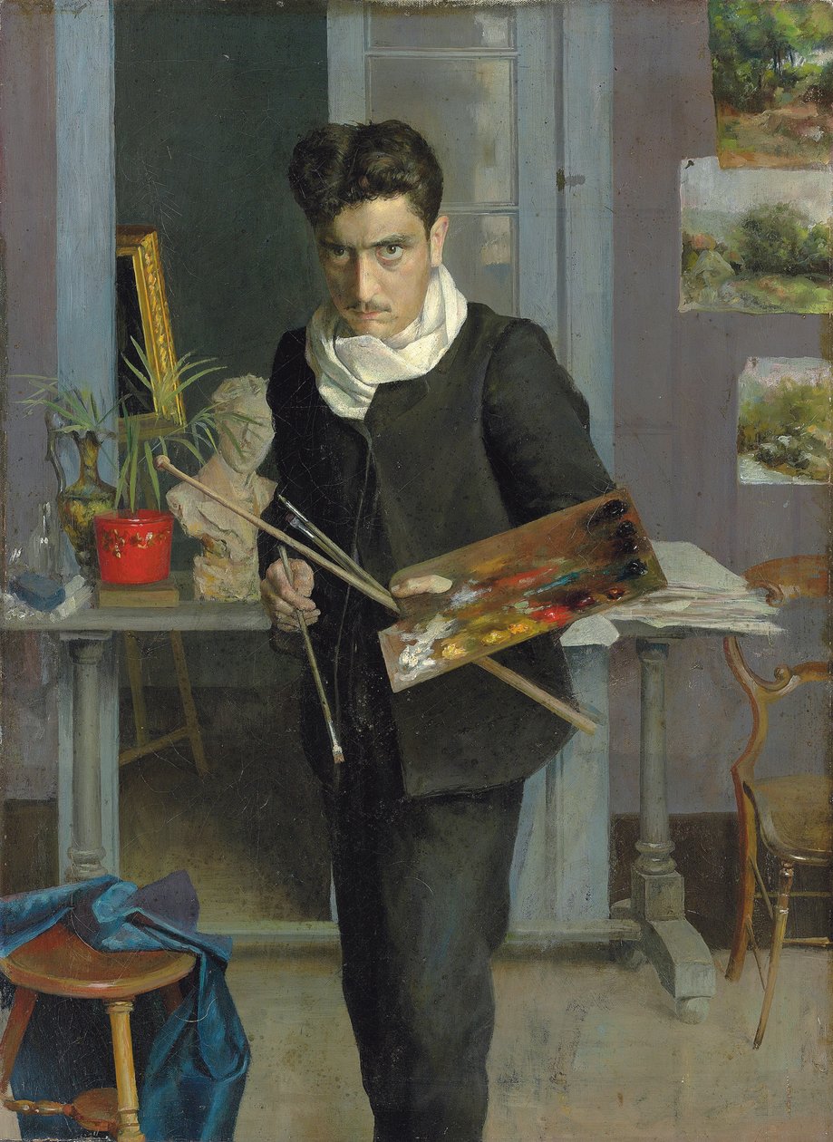 Selvportrett av kunstneren i hans studio av Julio Romero de Torres
