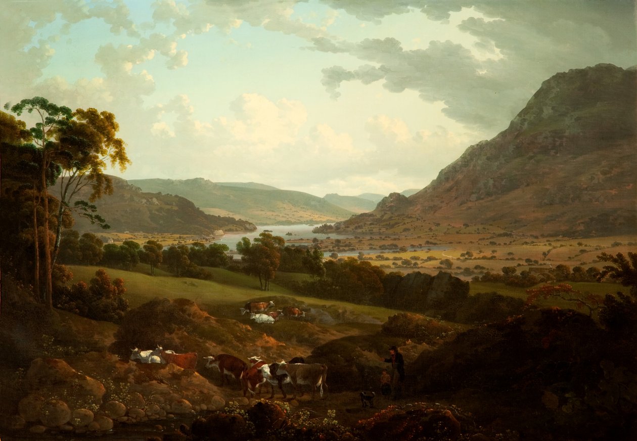 En scene i Lake District av Julius Caesar Ibbetson