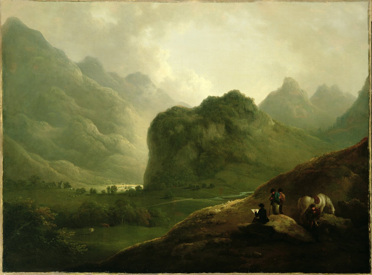 En skissefest i passet på Borrowdale av Julius Caesar Ibbetson