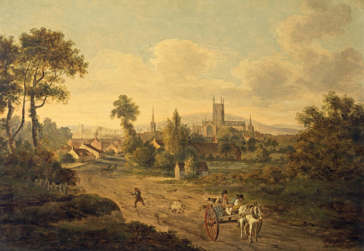 Gloucester fra St Mary Magdalen, ca. 1780 av Julius Caesar Ibbetson
