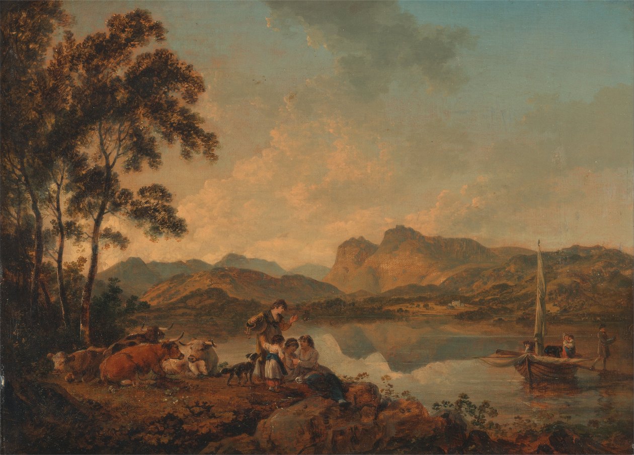 Langdale Pikes fra Lowood av Julius Caesar Ibbetson