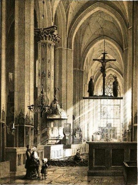St. Marienkirche i Gdansk interiør av Julius Greth
