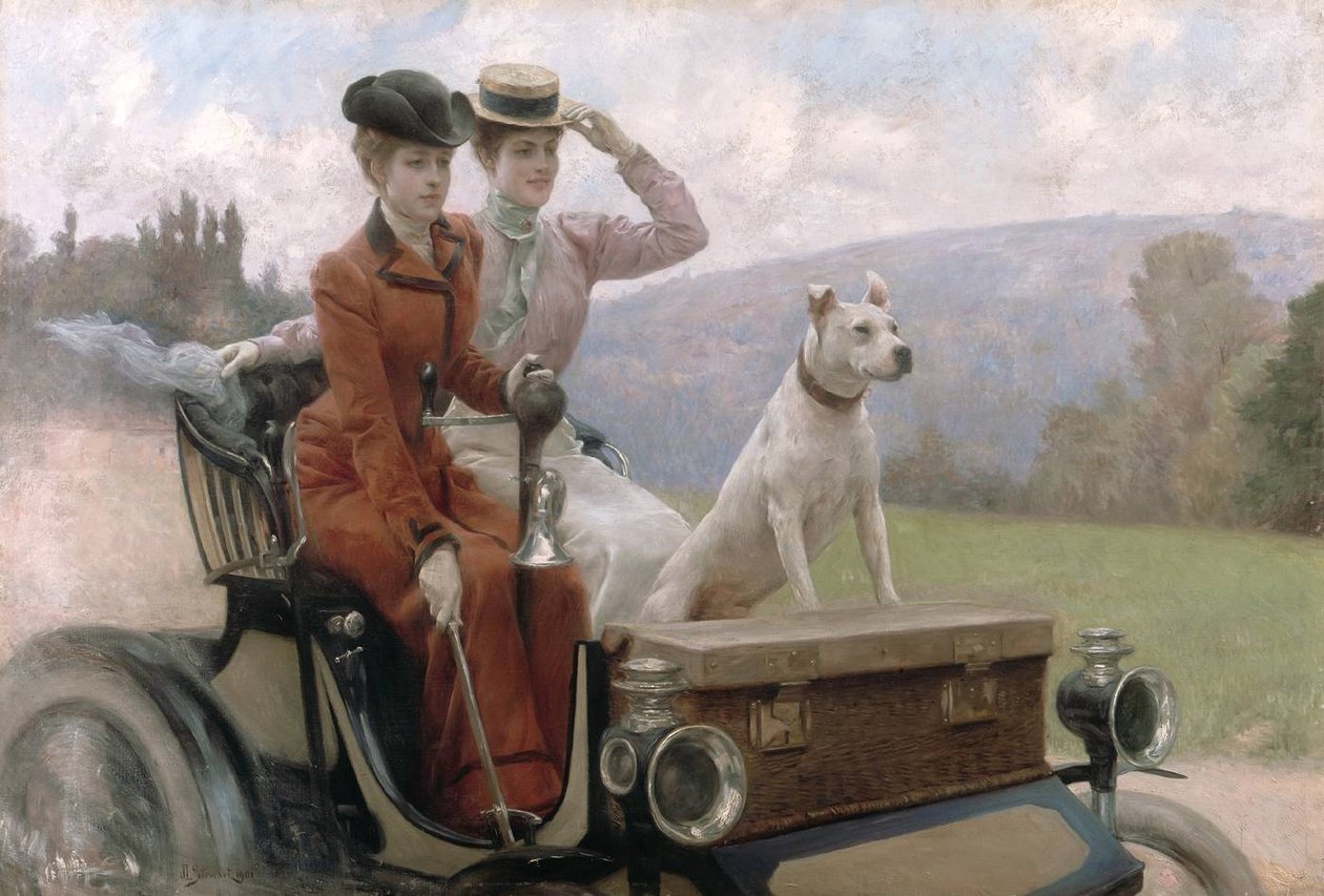 Les Dames Goldsmith i Bois de Boulogne i 1897 på en vogn av Julius Leblanc Stewart