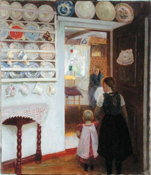 Interiør i et Fishermans House i Finkenwerder av Julius August Friedrich Theodor von Ehren