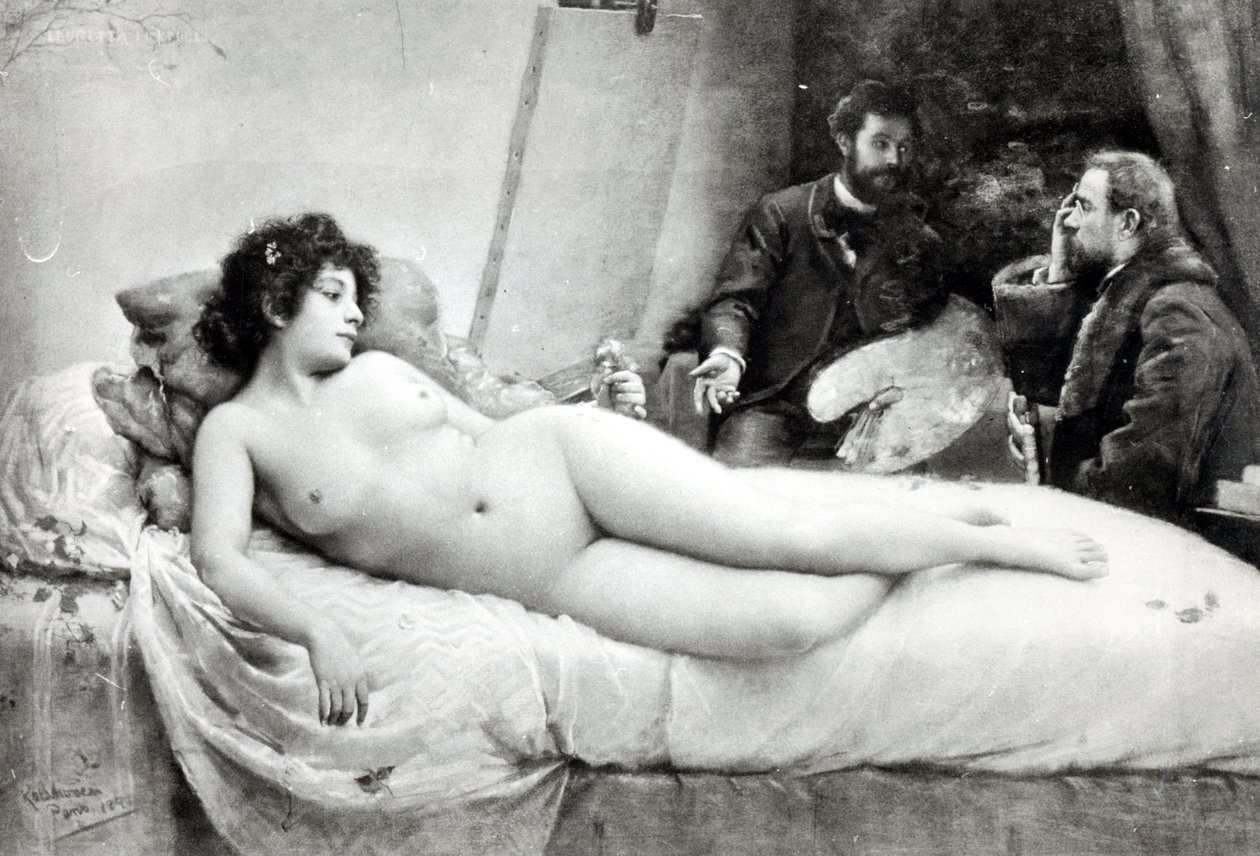 Emile Zola (1840-1902) i kunstnerens atelier, 1891 av Julius C. Rolshoven