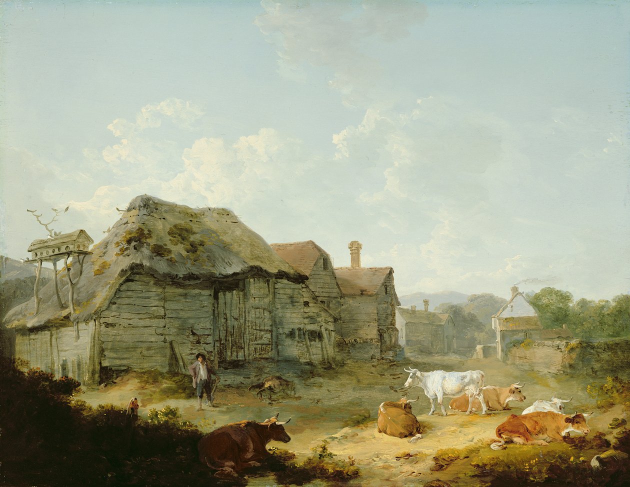 A Farmyard, Otford, Kent av Julius Caesar Ibbetson