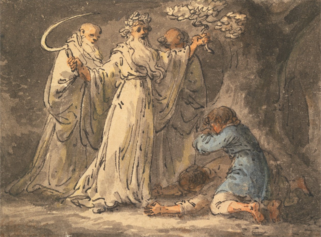 Druidenes skjæring av misteltein fra det av Julius Caesar Ibbetson