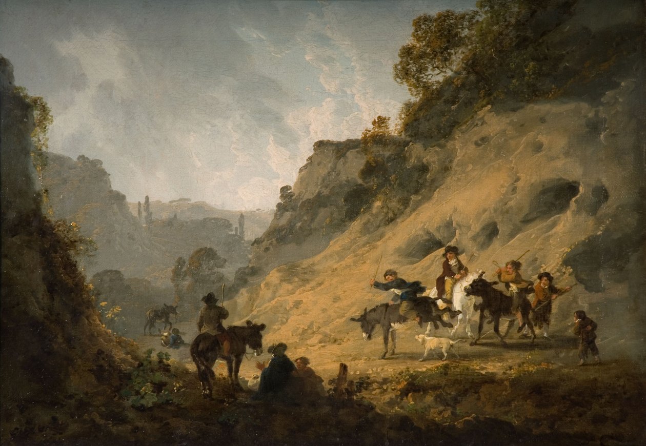 Sigøynere med et røvras, 1792 av Julius Caesar Ibbetson