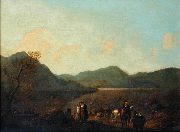 Martindale Ferry, Ullswater (olje på lerret) av Julius Caesar Ibbetson