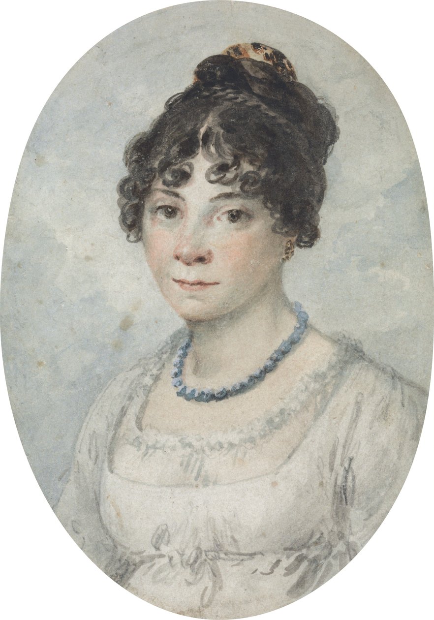 Portrett av en dame, kalt Bella Ibbetson, kunstnerens andre kone av Julius Caesar Ibbetson