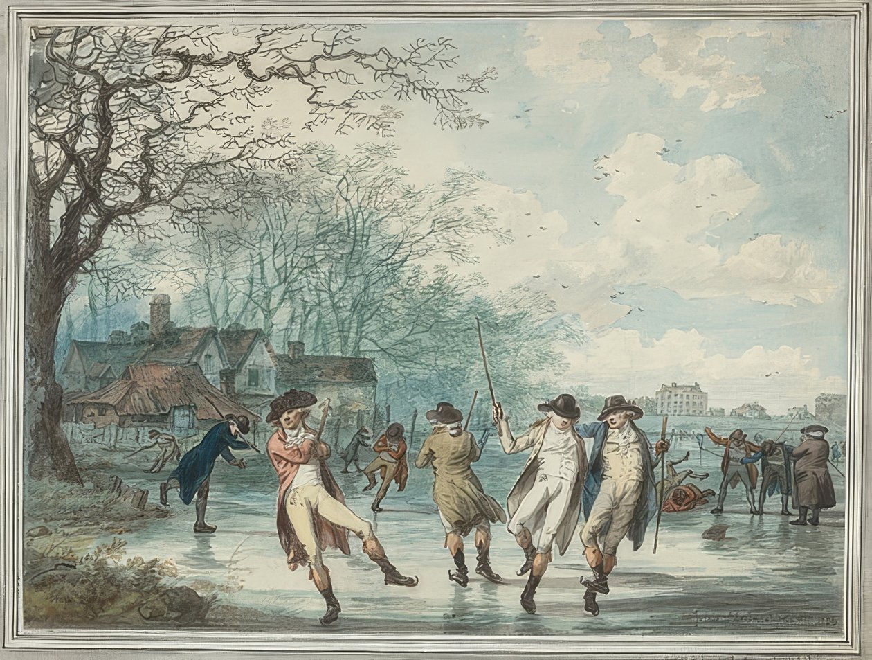 Skatere på Serpentine i Hyde Park. 1786 av Julius Caesar Ibbetson