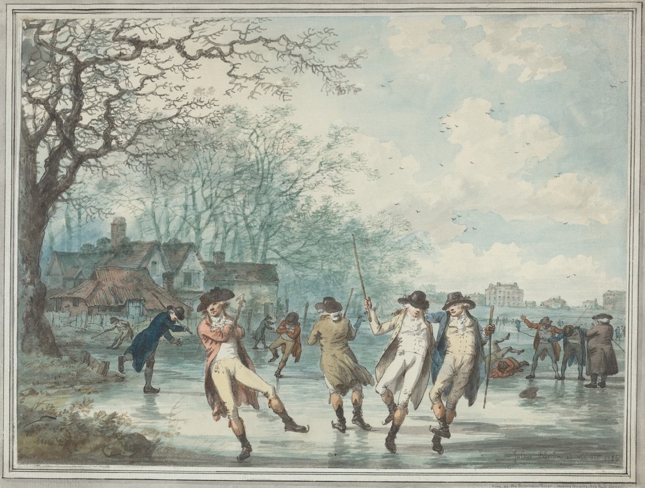 Skatere på Serpentine i Hyde Park av Julius Caesar Ibbetson