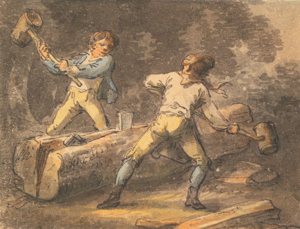 Kløyving med kile og klubbe av Julius Caesar Ibbetson