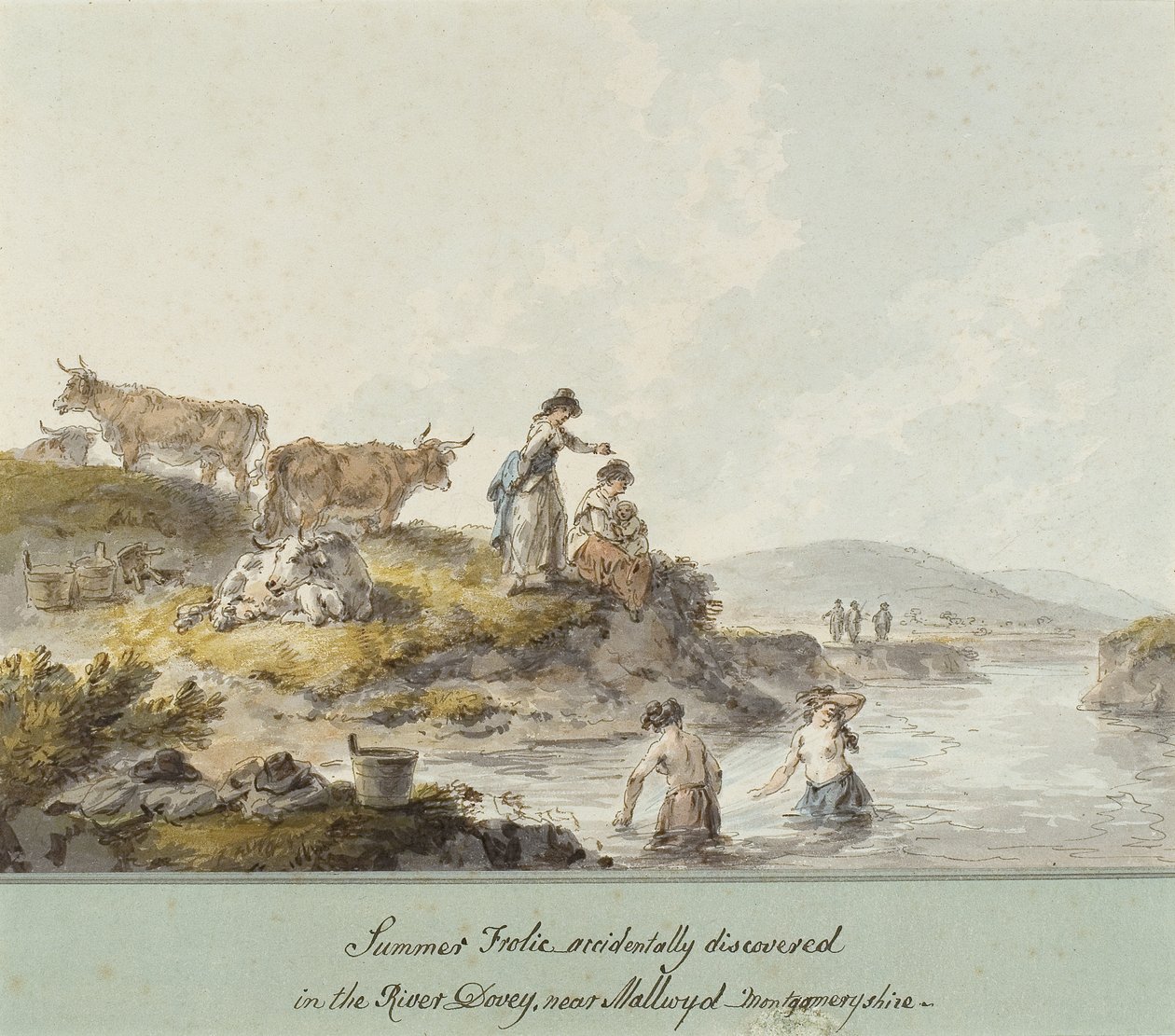 Sommerfest, oppdaget ved et uhell i elven Dovey nær Mallwyd, Montgomeryshire (akvarell og blekk på papir) av Julius Caesar Ibbetson