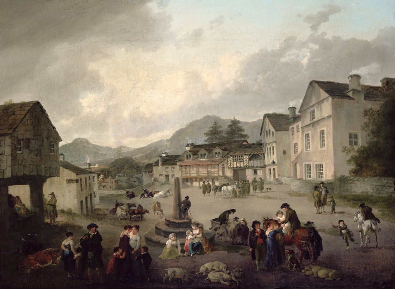 Markedsplassen i Ambleside av Julius Caesar Ibbetson