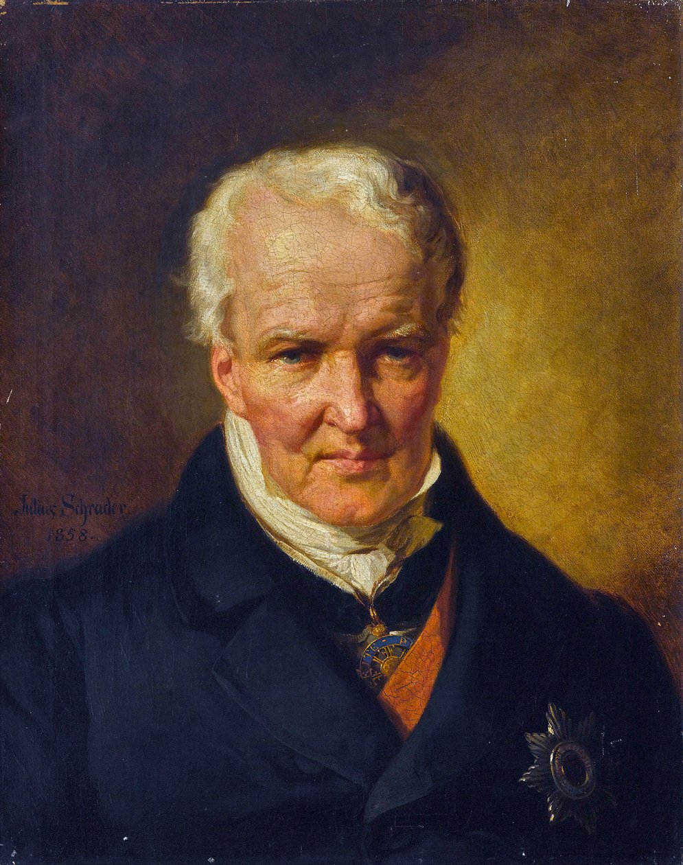 Portrett av Alexander (Alexandre) von Humboldt (1769-1859) - Julius Schrader (1815-1900). Olje på lerret av Julius Friedrich Anton (after) Schrader