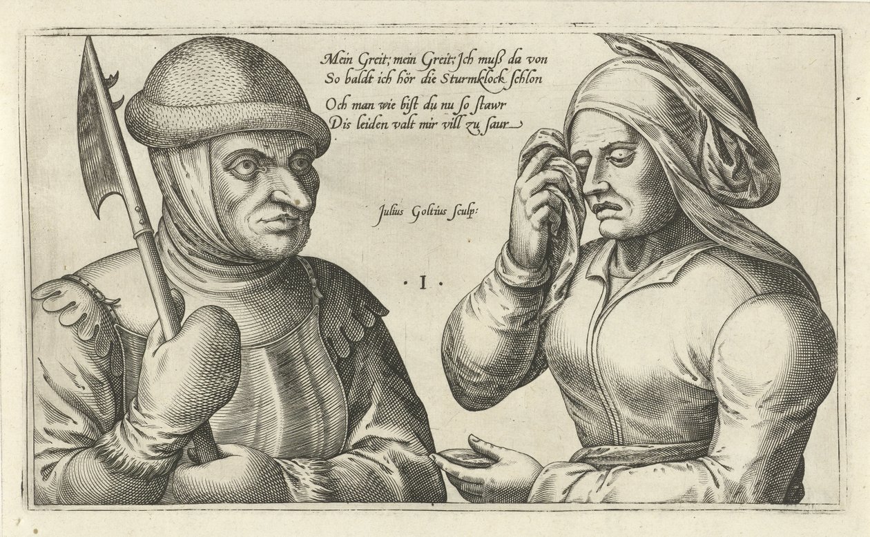 Farvel til en soldat Ordspill om forholdet mellom mann og kvinne (serietittel) av Julius Goltzius