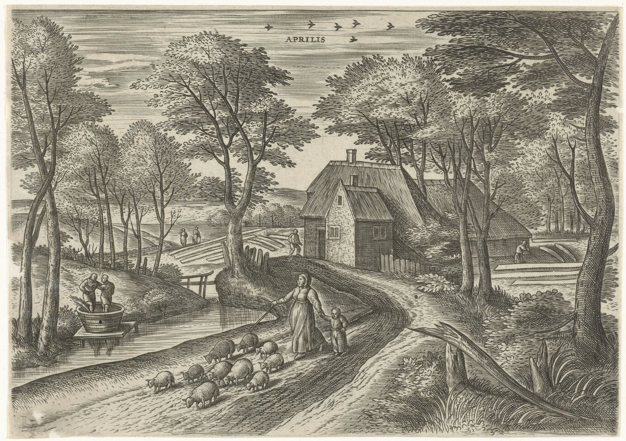 april Aprilis (tittel på objekt) De tolv månedene (serietittel) av Julius Goltzius