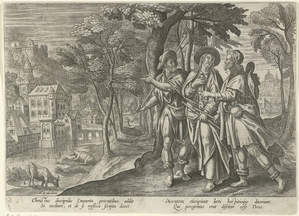 Emmaus-gjengere Kristi opptredener etter hans død (serietittel) av Julius Goltzius