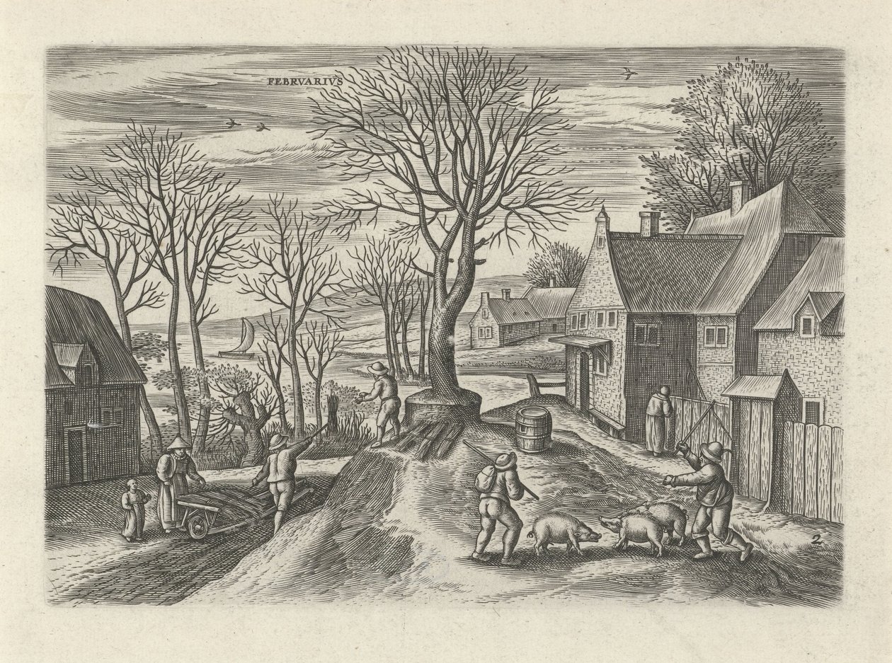 Februar Febrvari (tittel på objekt) De tolv månedene (serietittel) av Julius Goltzius