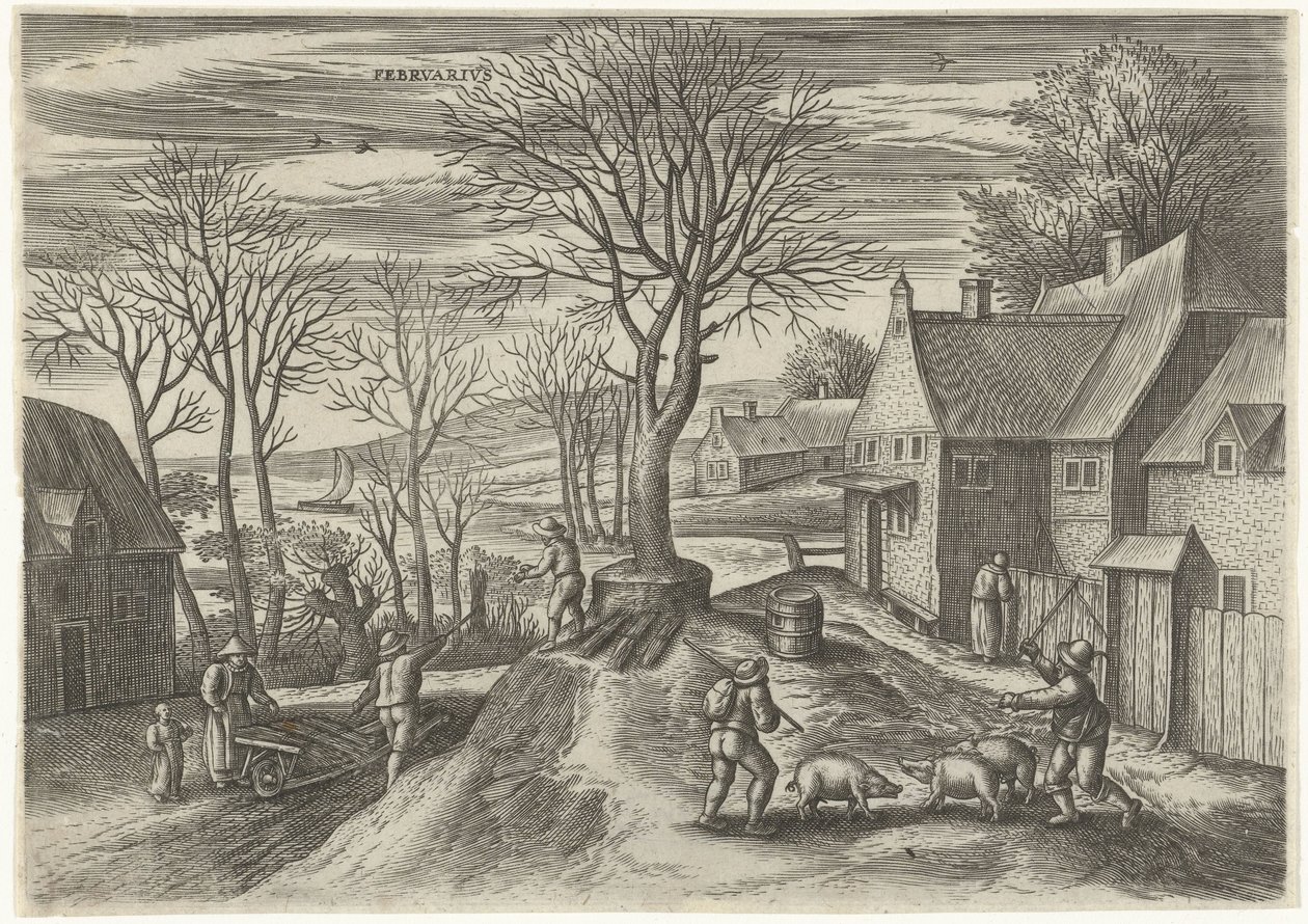 februar Febrvarivs (tittel på objekt) De tolv månedene (serietittel) av Julius Goltzius