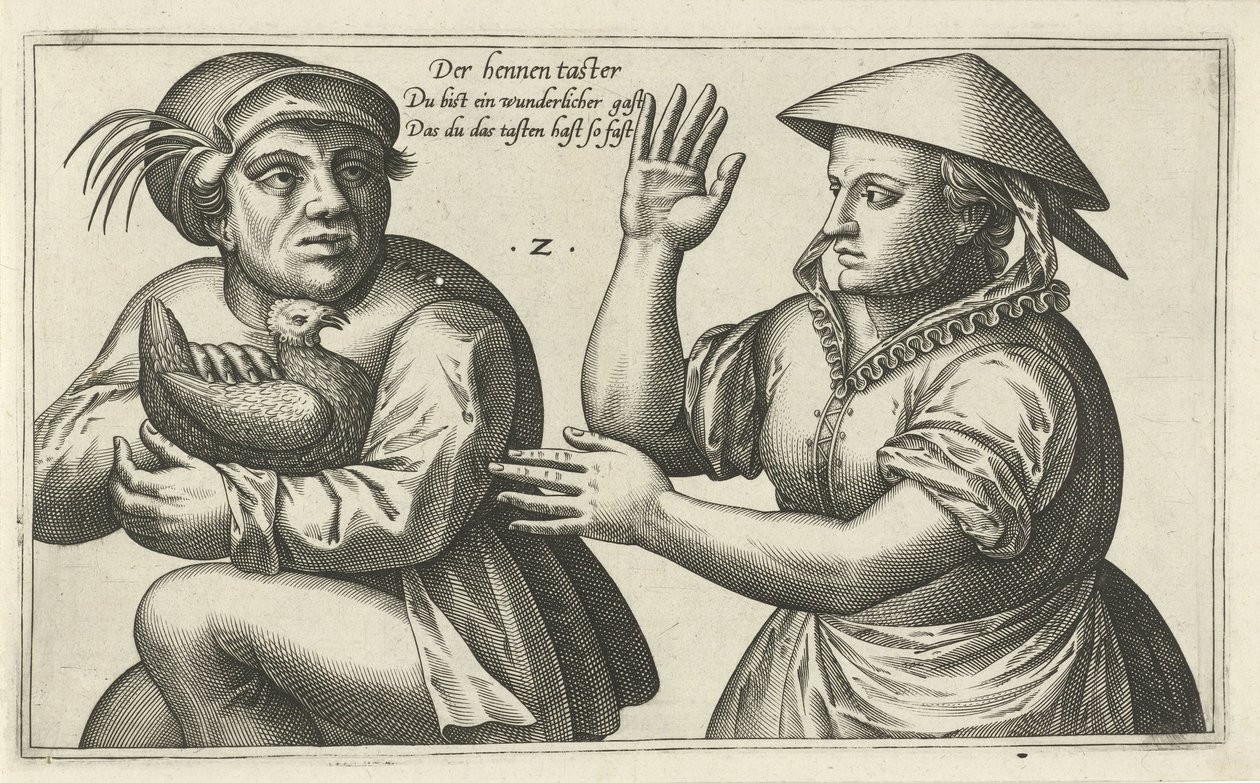 Hennentaster ordspill om forholdet mellom mann og kvinne (serietittel) av Julius Goltzius
