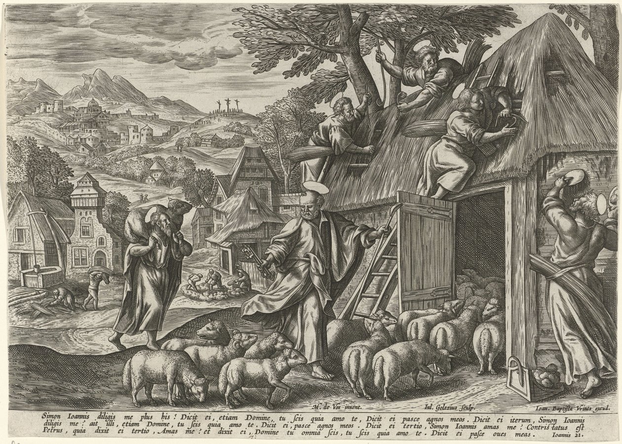 Peter som en god hyrde Lignelse om den gode hyrde (serietittel) av Julius Goltzius