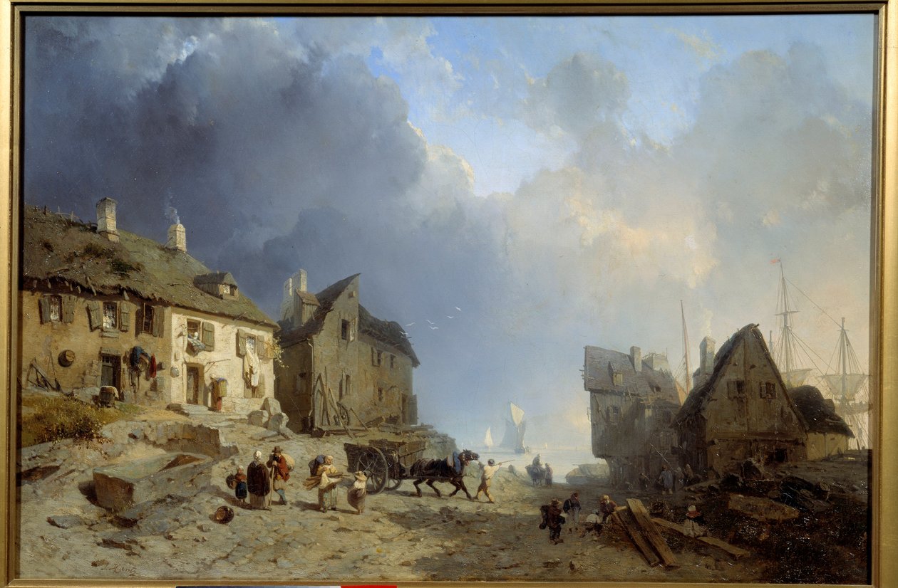 Bærer pallen i Dieppe-maleri av Jules Hintz (1805-1862) 1850 Roanne Musee Joseph Dechelette av Julius Hintz
