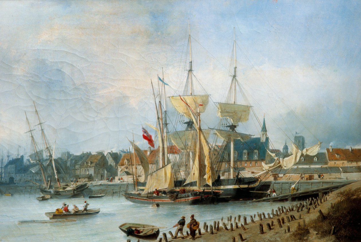 The Entrement of the Port of Dieppe Maleri av Jules Hintz (1805-1862) av Julius Hintz