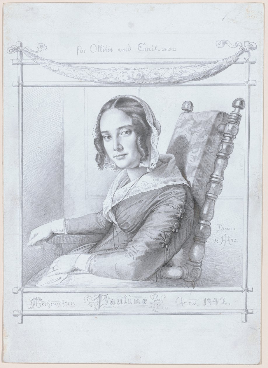 Pauline, kunstnerens kone av Julius Hubner