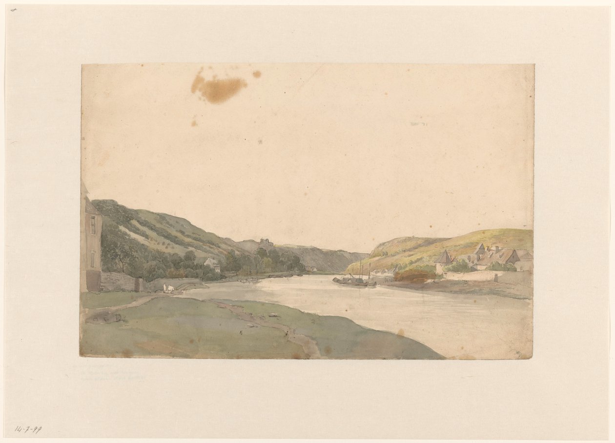 Utsikt over Meuse av Julius Jacobus van de Sande Bakhuyzen