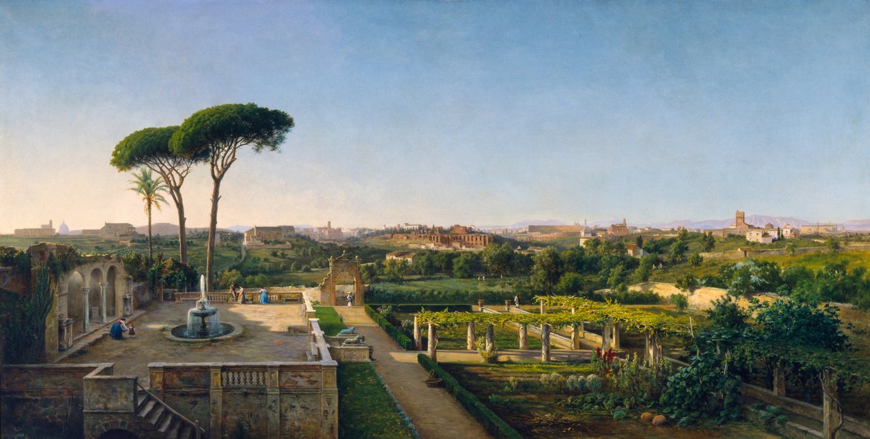 En utsikt over Roma fra Aventine, 1873 av Julius O. Montalant
