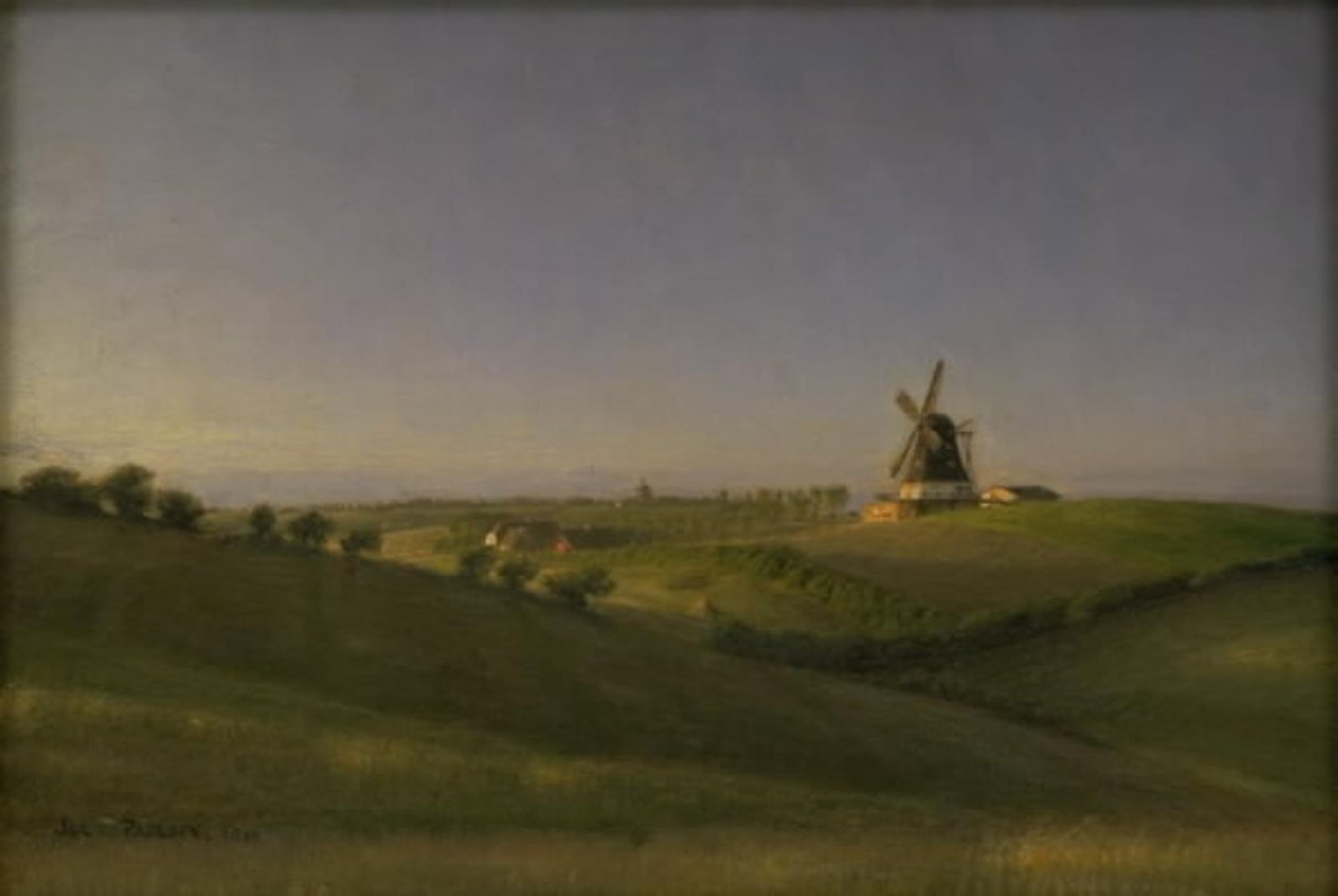Landskap ved Kolding, Jylland, ved solnedgang av Julius Paulsen