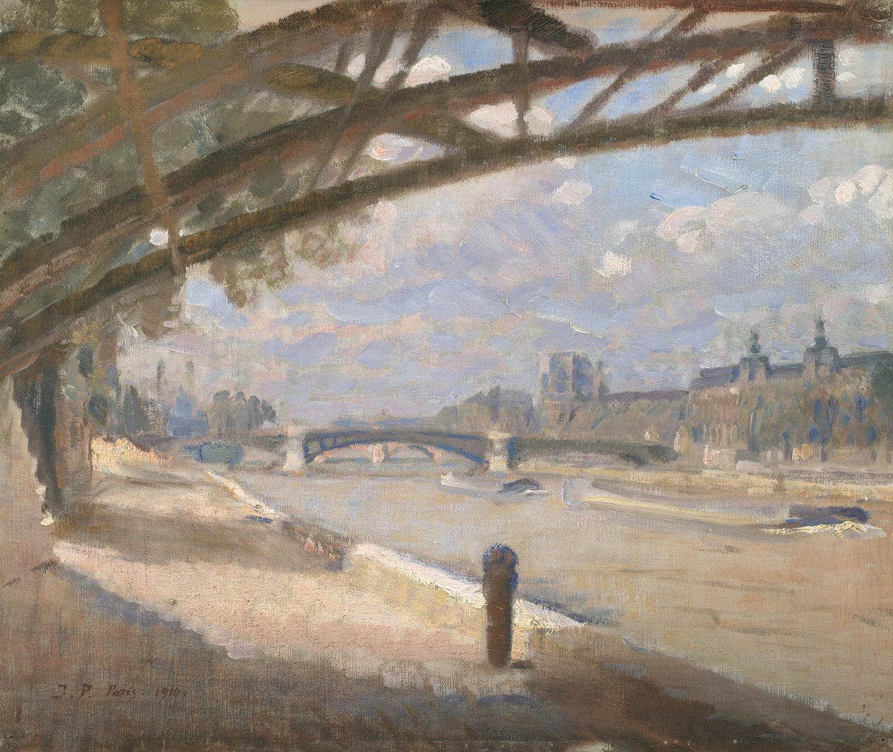 Under Pont des Arts, Paris. Middagstid av Julius Paulsen