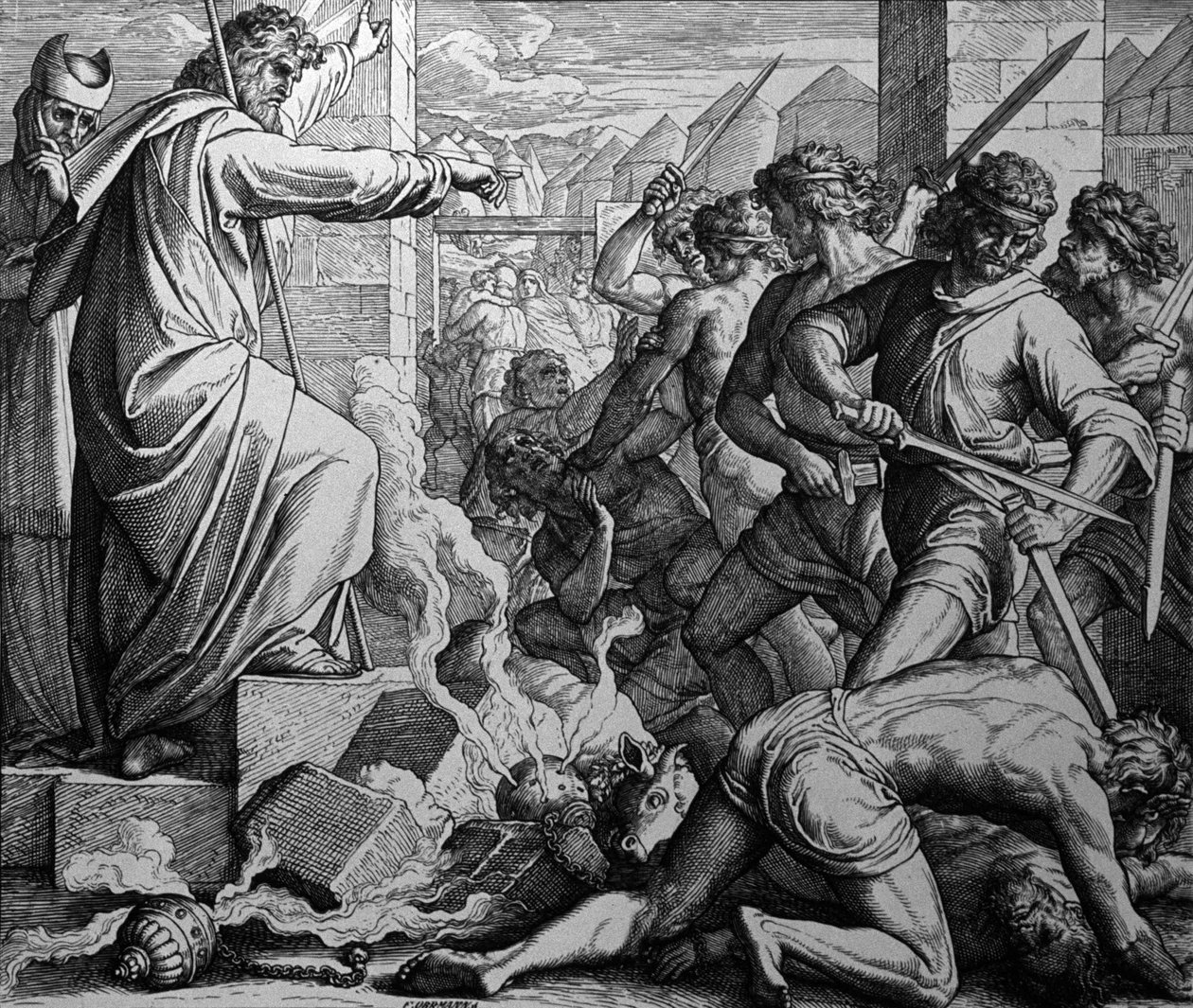 Tilbedelse av gullkalven av Julius Schnorr von Carolsfeld