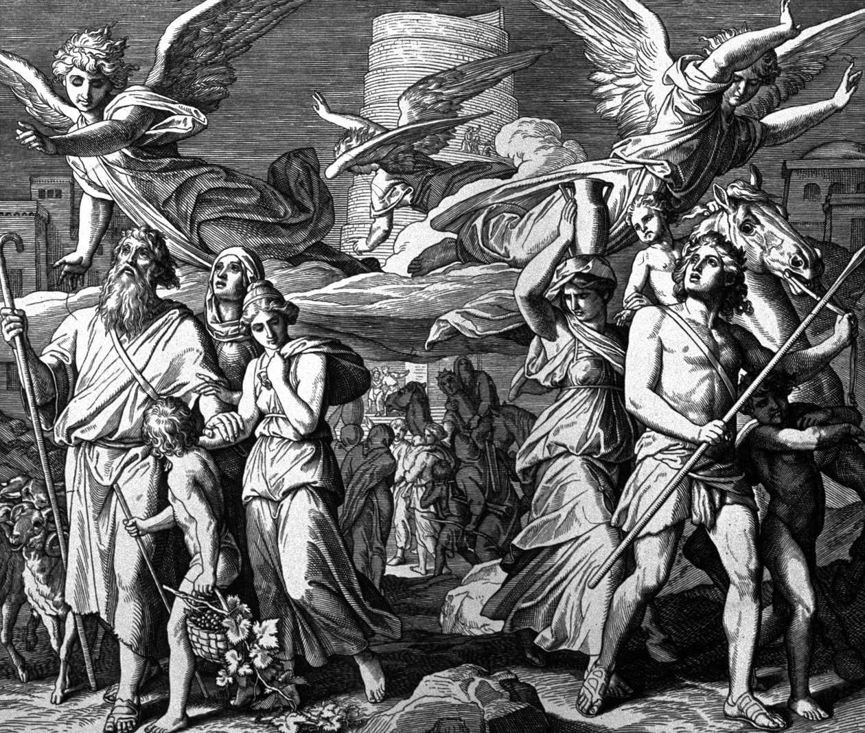 Babel, spredningen av Noahs etterkommere av Julius Schnorr von Carolsfeld