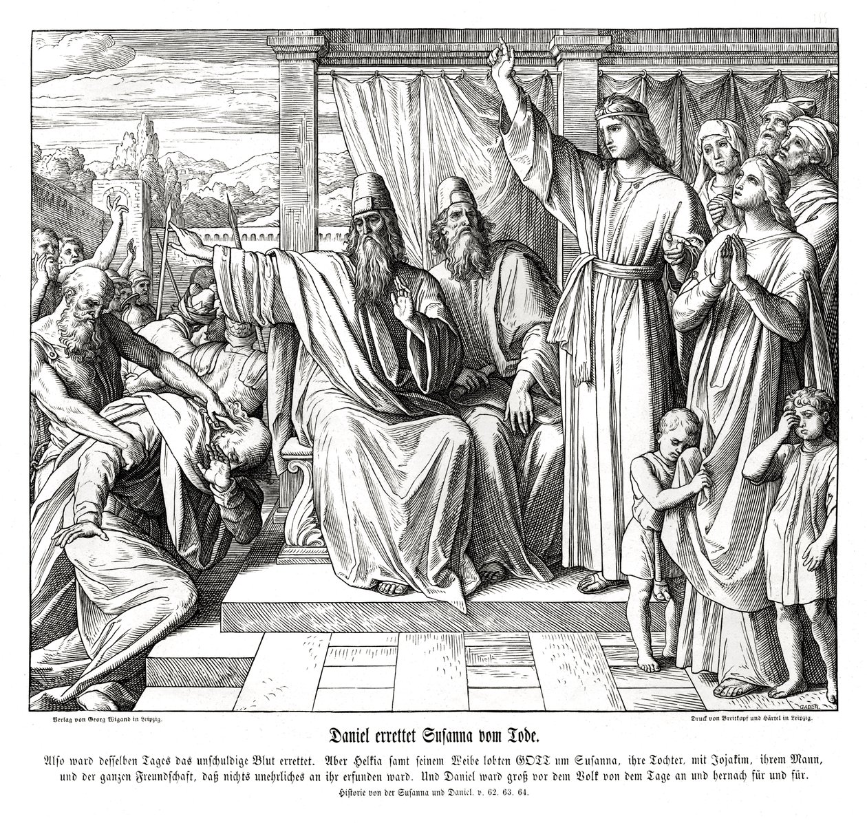 Daniel skåner Susannas liv, Susanna og Daniel av Julius Schnorr von Carolsfeld