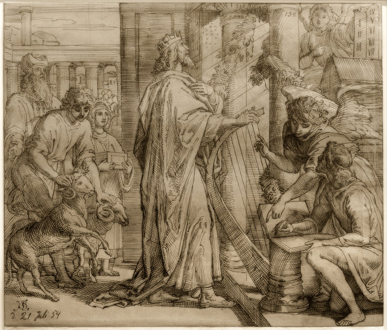 Salmisten David - Tilbedelse av Julius Schnorr von Carolsfeld