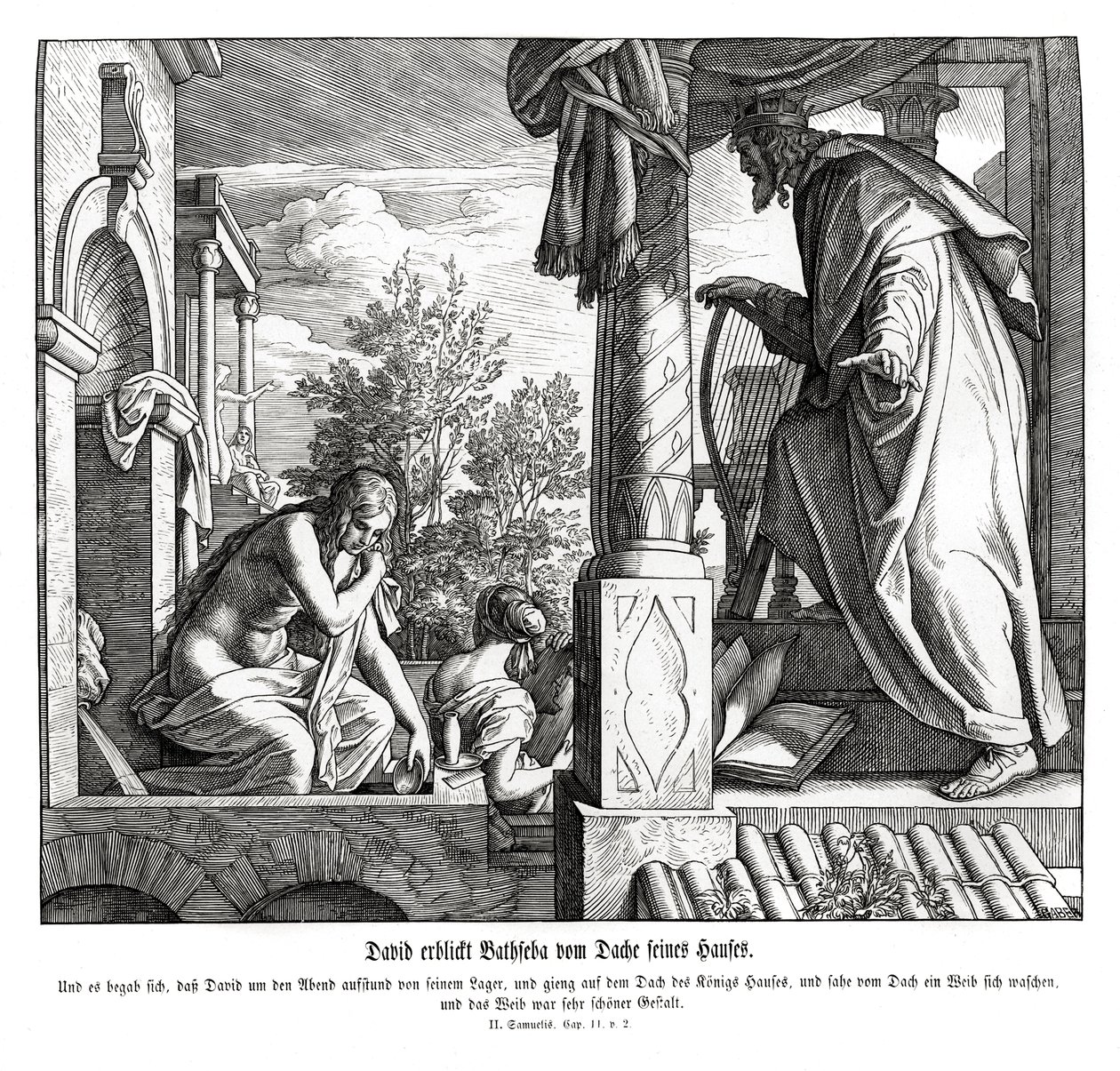 David ser Batseba på taket, 2. Samuel av Julius Schnorr von Carolsfeld