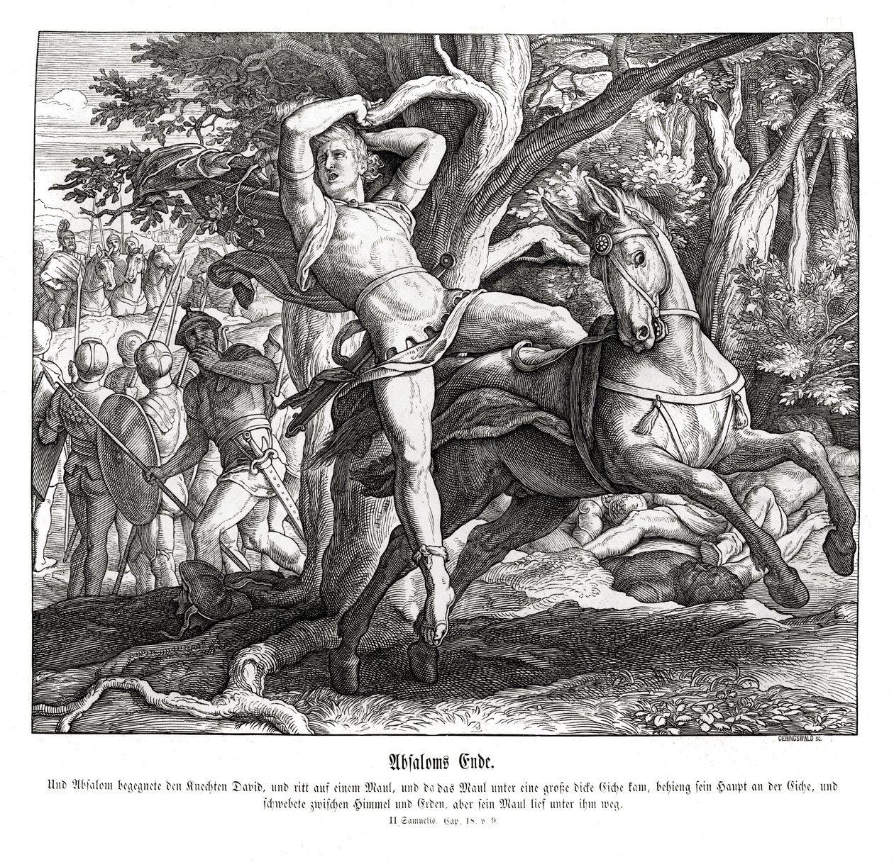Absaloms død, 2. Samuel av Julius Schnorr von Carolsfeld