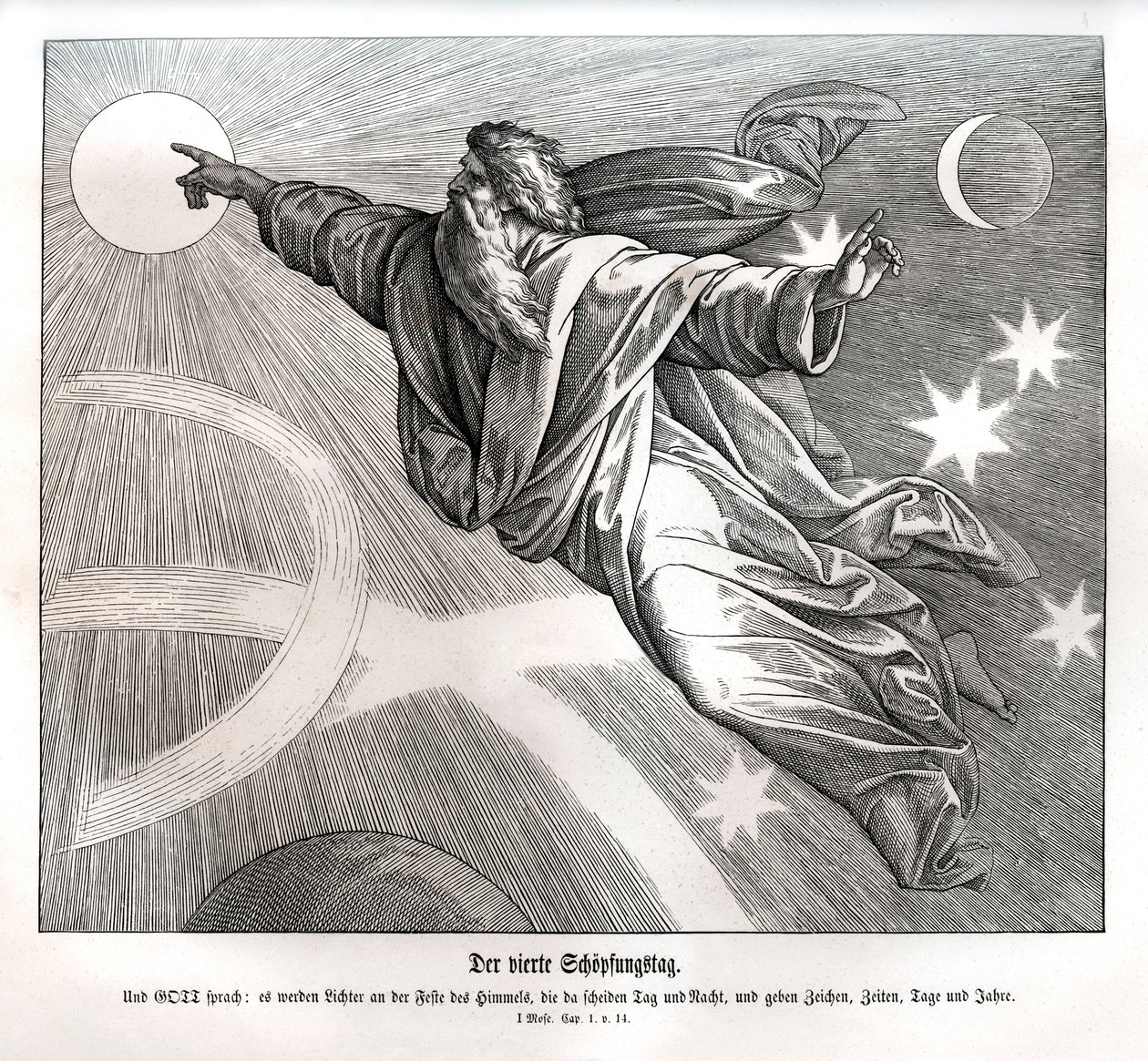 Fourth day of creation, Genesis av Julius Schnorr von Carolsfeld