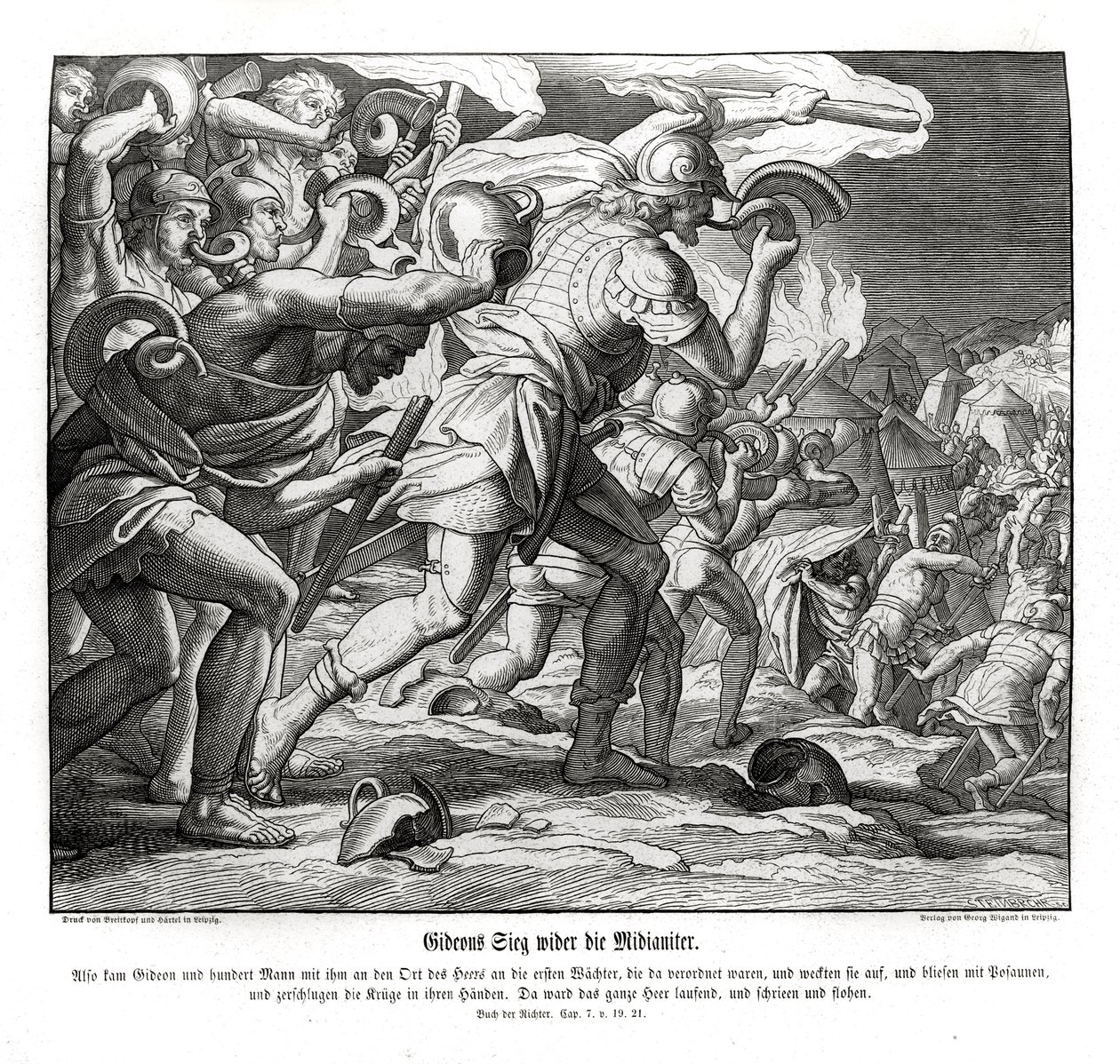 Gideons seier mot midjanittene, dommere av Julius Schnorr von Carolsfeld