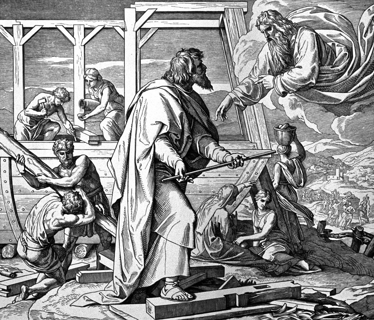 Gud advarer Noah om flommen av Julius Schnorr von Carolsfeld