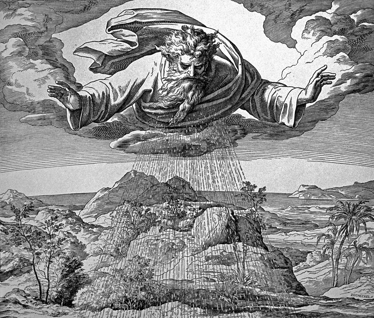 Gud vanner jorden for å ha gress av Julius Schnorr von Carolsfeld
