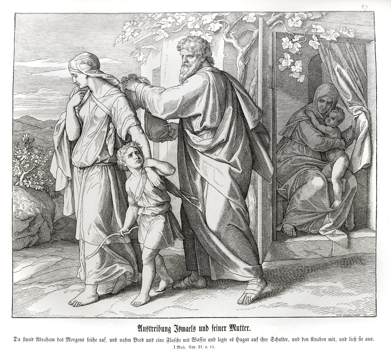 Hagar and Ishmael are sent away, Genesis av Julius Schnorr von Carolsfeld