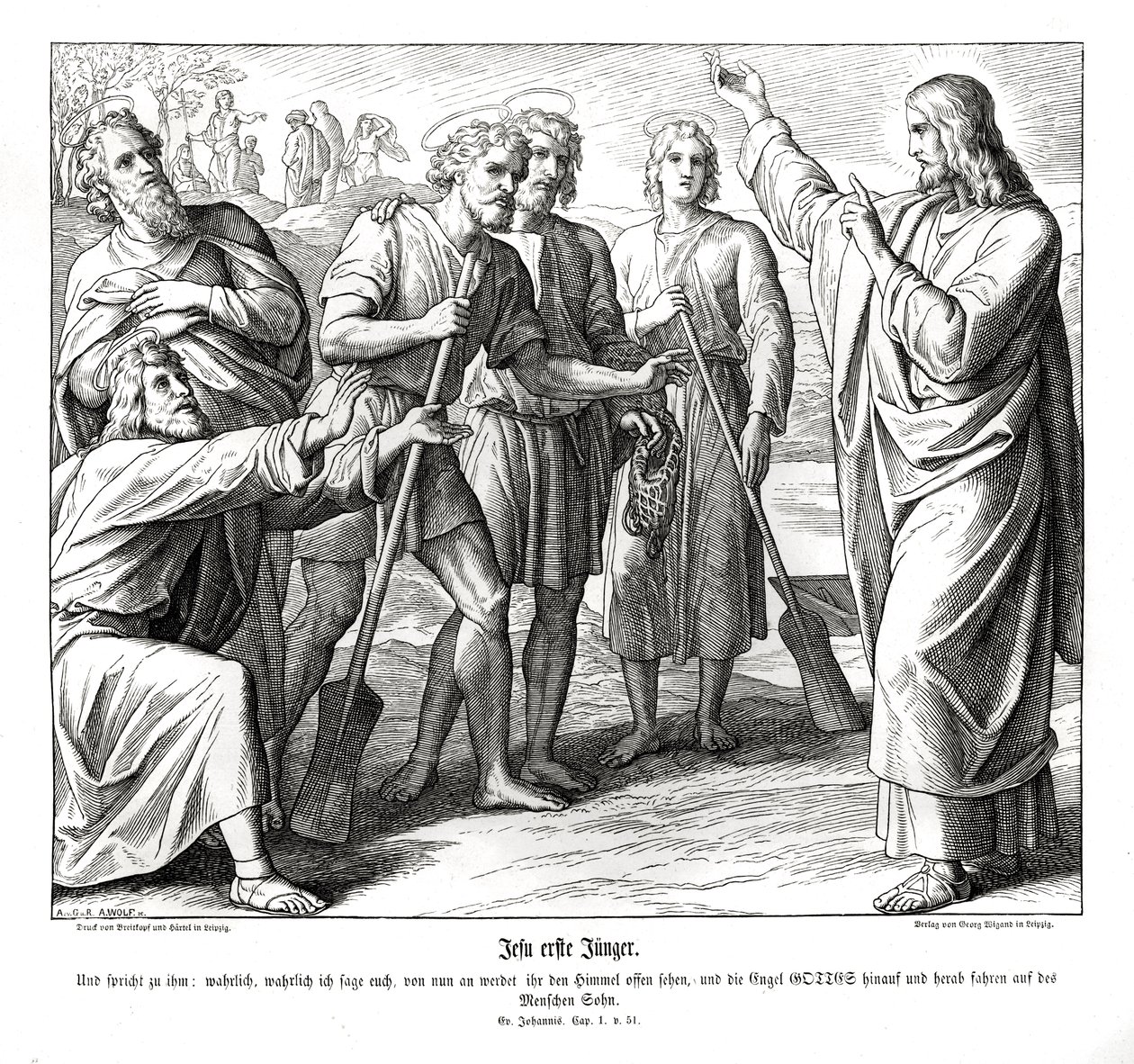 Jesus og Nathaniel, Johannesevangeliet av Julius Schnorr von Carolsfeld